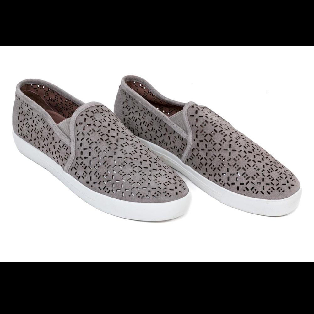 JOIE PERFORATED TAUPE SUEDE SLIP ON SNEAKERS, SIZE 41, NEW